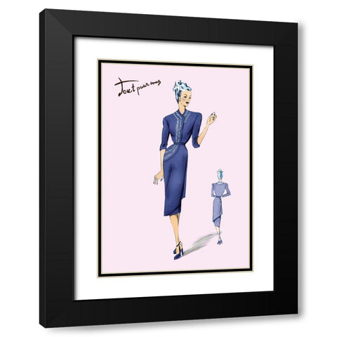 Stylish Blue for Evening, 1947 Black Modern Wood Framed Art Print with Double Matting by Unknown