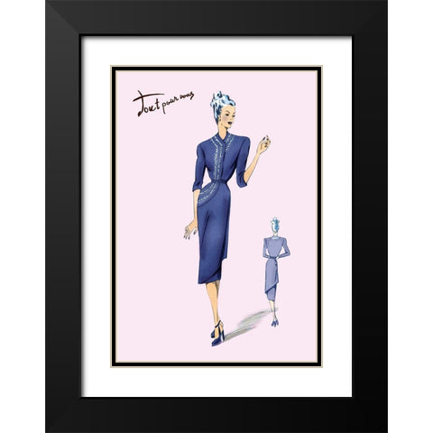 Stylish Blue for Evening, 1947 Black Modern Wood Framed Art Print with Double Matting by Unknown