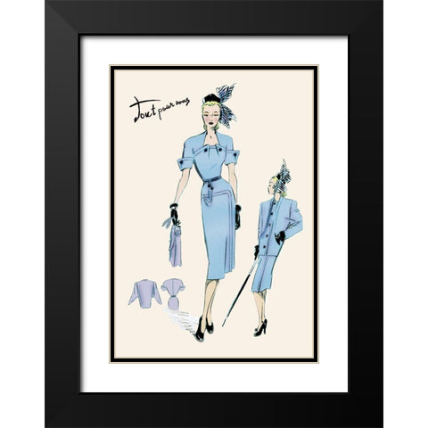 Light Blue Suit with Buttons, 1947 Black Modern Wood Framed Art Print with Double Matting by Unknown