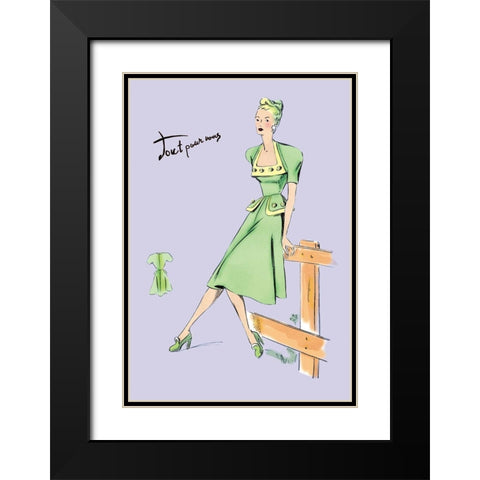 Pastel Summertime Fashion, 1947 Black Modern Wood Framed Art Print with Double Matting by Unknown