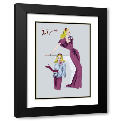 Evening Gown with Fur Cape, 1947 Black Modern Wood Framed Art Print with Double Matting by Unknown