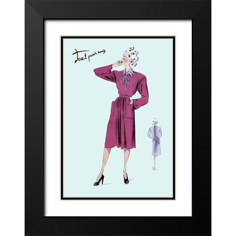 Magenta Dress, 1947 Black Modern Wood Framed Art Print with Double Matting by Unknown