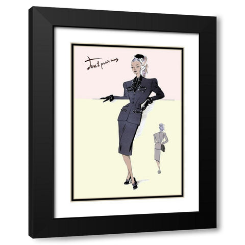 Evening Suit with Hat, 1947 Black Modern Wood Framed Art Print with Double Matting by Unknown