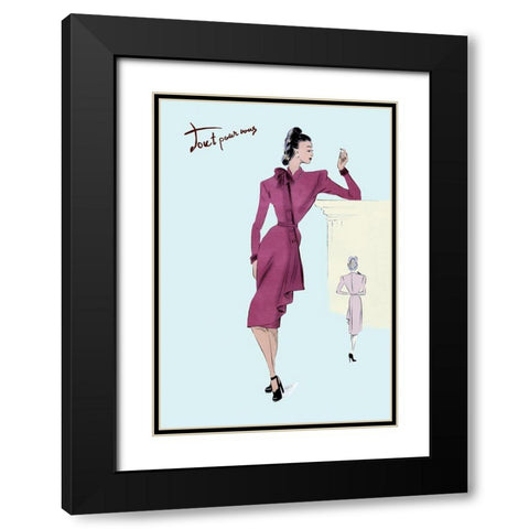Flap Over Button Dress, 1947 Black Modern Wood Framed Art Print with Double Matting by Unknown