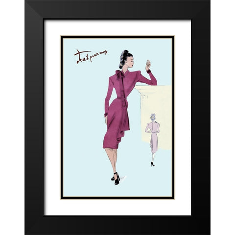 Flap Over Button Dress, 1947 Black Modern Wood Framed Art Print with Double Matting by Unknown