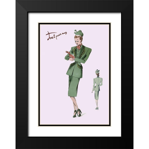 Suit with Hats and Gloves, 1947 Black Modern Wood Framed Art Print with Double Matting by Unknown