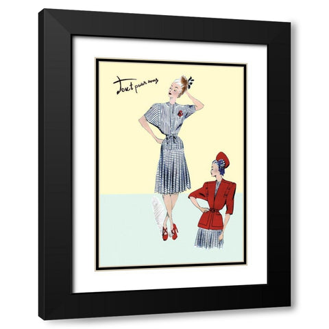 Pleated Sailor Dress with Jacket, 1947 Black Modern Wood Framed Art Print with Double Matting by Unknown