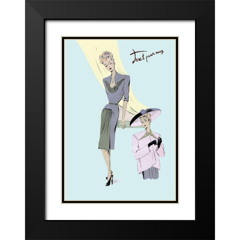 Sophisticated Dress, Hat, and Jacket, 1947 Black Modern Wood Framed Art Print with Double Matting by Unknown