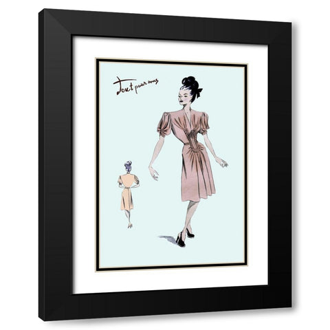 Party Dress with Pleats, 1947 Black Modern Wood Framed Art Print with Double Matting by Unknown