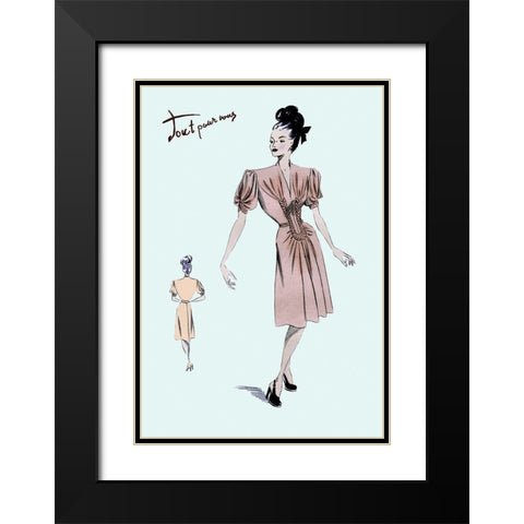Party Dress with Pleats, 1947 Black Modern Wood Framed Art Print with Double Matting by Unknown