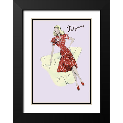 Polka-Dot Spring Dress, 1947 Black Modern Wood Framed Art Print with Double Matting by Unknown