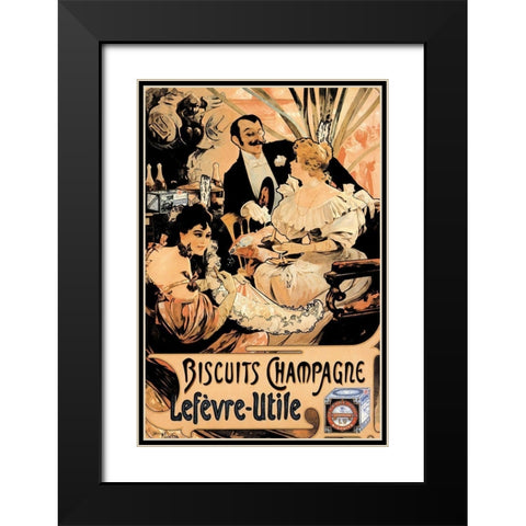 Biscuits Champagne Black Modern Wood Framed Art Print with Double Matting by Unknown