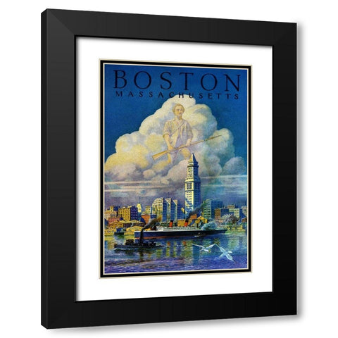 Boston Black Modern Wood Framed Art Print with Double Matting by Unknown