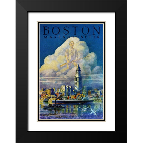 Boston Black Modern Wood Framed Art Print with Double Matting by Unknown