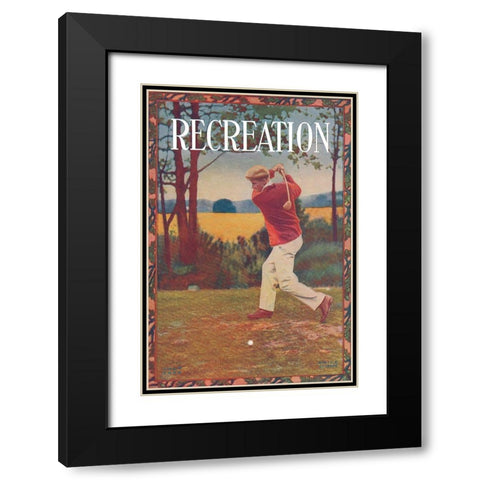 Recreation Black Modern Wood Framed Art Print with Double Matting by Unknown