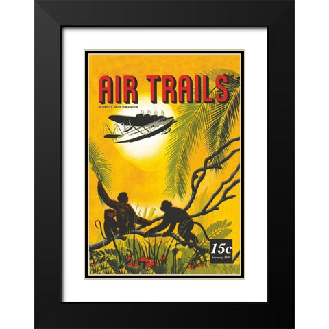 Seaplane Over the Tropics Black Modern Wood Framed Art Print with Double Matting by Unknown