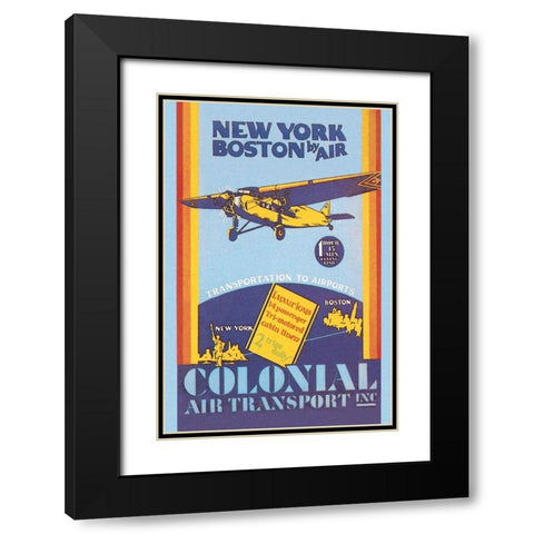 Colonial Air Transport - New York to Boston by Air Black Modern Wood Framed Art Print with Double Matting by Unknown