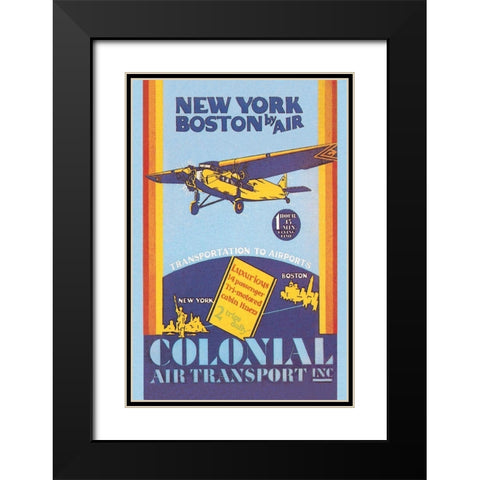 Colonial Air Transport - New York to Boston by Air Black Modern Wood Framed Art Print with Double Matting by Unknown