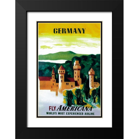 German Castle Black Modern Wood Framed Art Print with Double Matting by Unknown