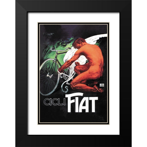 Cicli Fiat (Fiat Cycles) Black Modern Wood Framed Art Print with Double Matting by Unknown