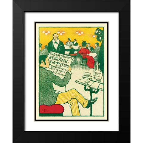 Man Relaxing and Reading the Paper Black Modern Wood Framed Art Print with Double Matting by Unknown