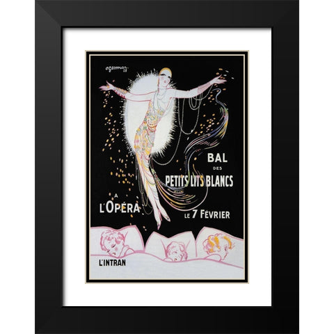 Dance of the Little White Lights Black Modern Wood Framed Art Print with Double Matting by Unknown