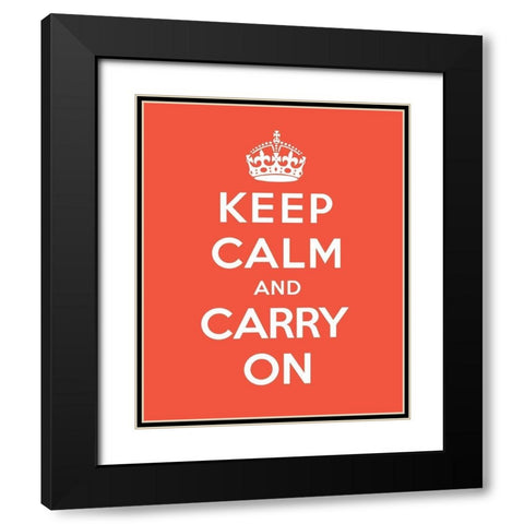 Keep Calm and Carry On - Tangerine Black Modern Wood Framed Art Print with Double Matting by The British Ministry of Information