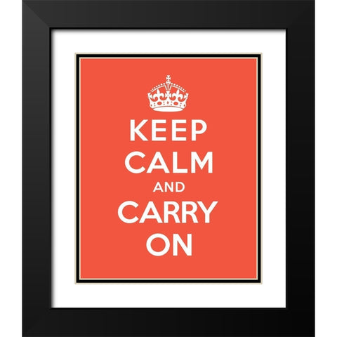 Keep Calm and Carry On - Tangerine Black Modern Wood Framed Art Print with Double Matting by The British Ministry of Information