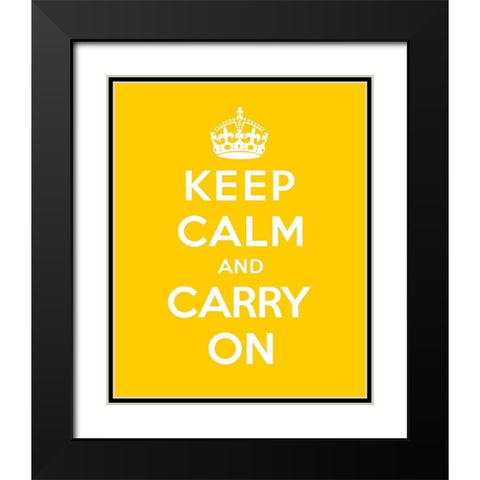 Keep Calm and Carry On - Yellow Black Modern Wood Framed Art Print with Double Matting by The British Ministry of Information