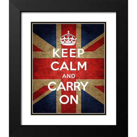 Keep Calm and Carry On - Union Jack Black Modern Wood Framed Art Print with Double Matting by The British Ministry of Information