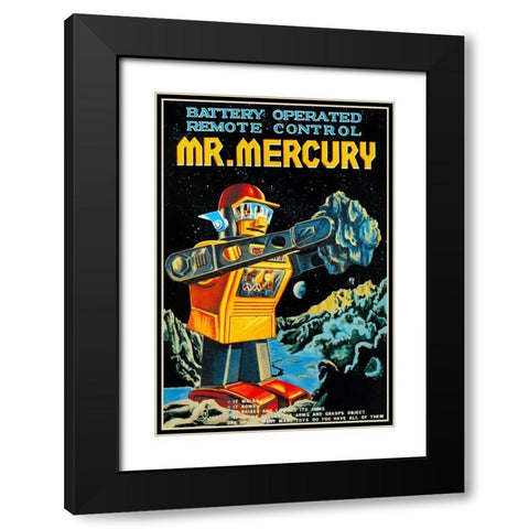 Battery Operated Remote Control Mr. Mercury Black Modern Wood Framed Art Print with Double Matting by Retrobot