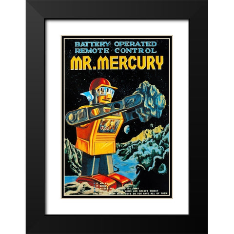 Battery Operated Remote Control Mr. Mercury Black Modern Wood Framed Art Print with Double Matting by Retrobot