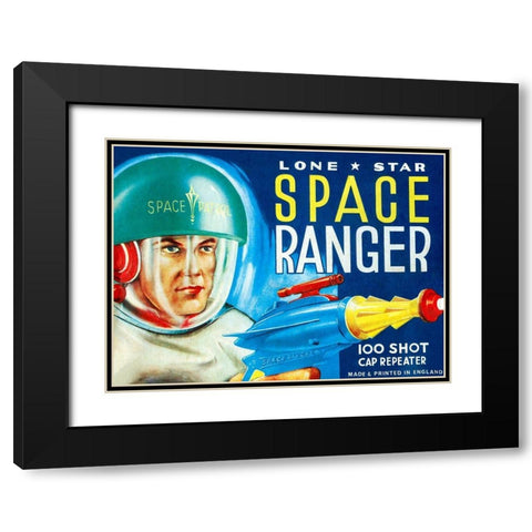 Lone Star Space Ranger 100 Shot Cap Repeater Black Modern Wood Framed Art Print with Double Matting by Retrobot