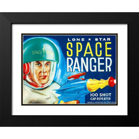 Lone Star Space Ranger 100 Shot Cap Repeater Black Modern Wood Framed Art Print with Double Matting by Retrobot