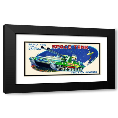 Rapid Fire Dual Barrell Space Tank Black Modern Wood Framed Art Print with Double Matting by Retrobot