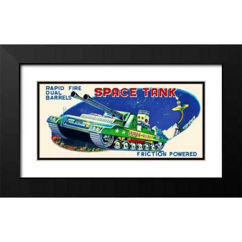 Rapid Fire Dual Barrell Space Tank Black Modern Wood Framed Art Print with Double Matting by Retrobot