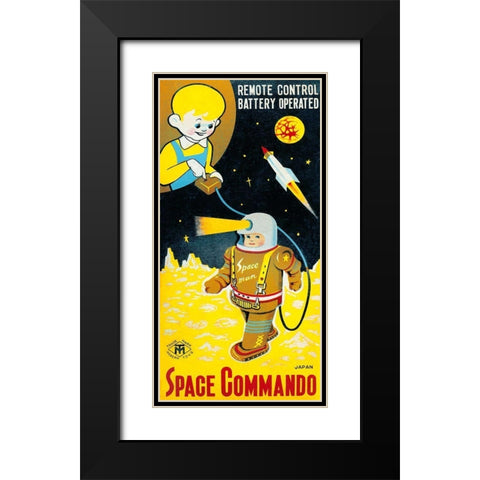 Space Commando Black Modern Wood Framed Art Print with Double Matting by Retrobot