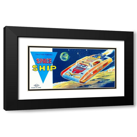 Friction Powered Space Ship SS-18 Black Modern Wood Framed Art Print with Double Matting by Retrobot