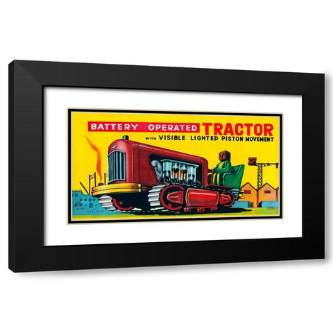 Battery Operated Tractor Black Modern Wood Framed Art Print with Double Matting by Retrobot