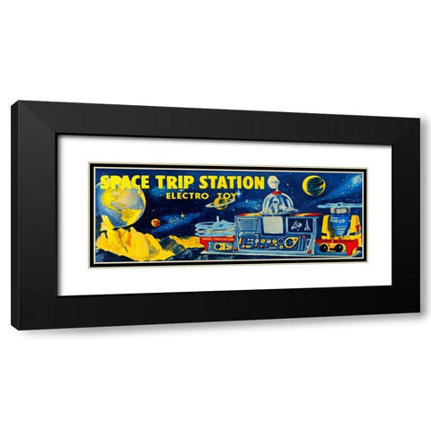 Space Trip Station Electro Toy Black Modern Wood Framed Art Print with Double Matting by Retrobot