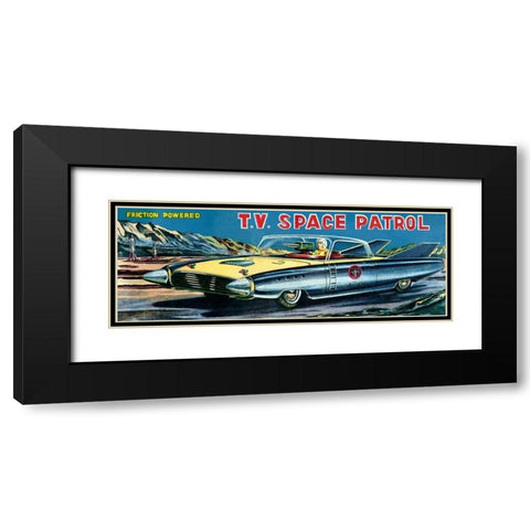 T.V. Space Patrol Car Black Modern Wood Framed Art Print with Double Matting by Retrobot