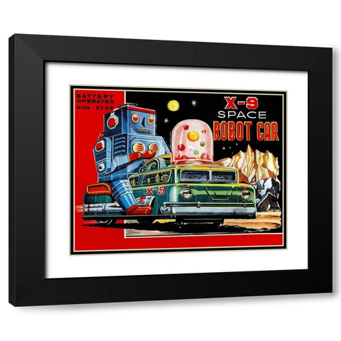 X-9 Space Robot Car Black Modern Wood Framed Art Print with Double Matting by Retrobot