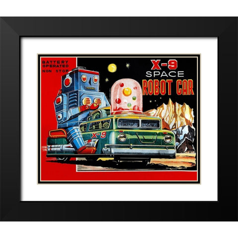 X-9 Space Robot Car Black Modern Wood Framed Art Print with Double Matting by Retrobot