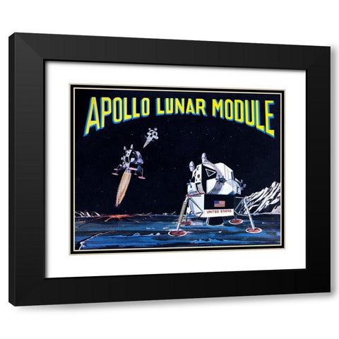 Apollo Lunar Module Black Modern Wood Framed Art Print with Double Matting by Retrobot