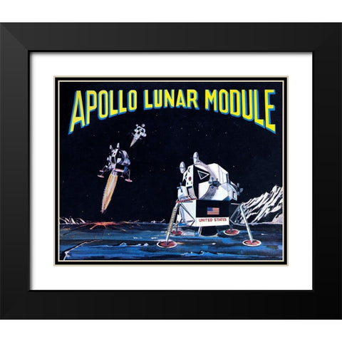 Apollo Lunar Module Black Modern Wood Framed Art Print with Double Matting by Retrobot