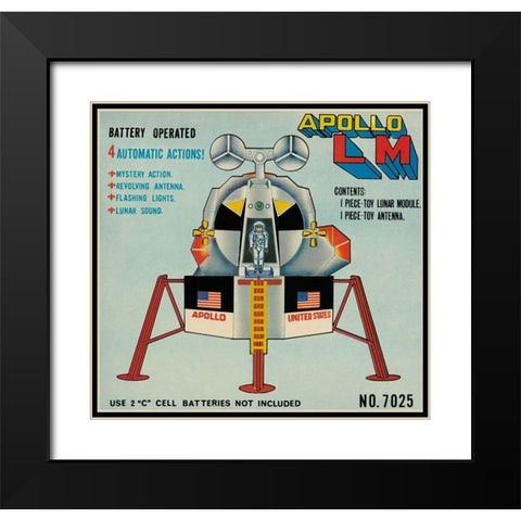 Apollo L-M (Lunar Module) Black Modern Wood Framed Art Print with Double Matting by Retrobot