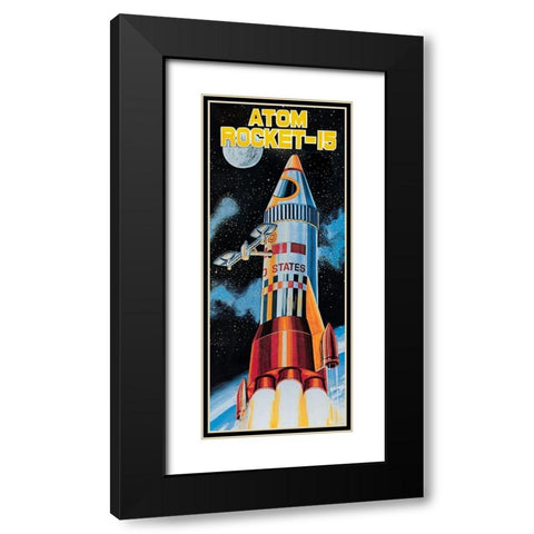 Atom Rocket-15 Black Modern Wood Framed Art Print with Double Matting by Retrobot
