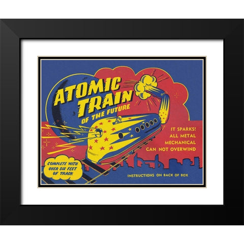 Atomic Train of the Future Black Modern Wood Framed Art Print with Double Matting by Retrobot