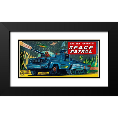 Space Patrol Black Modern Wood Framed Art Print with Double Matting by Retrobot