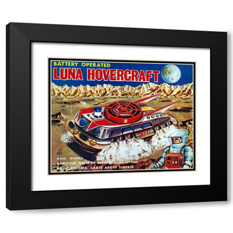 Luna Hovercraft Black Modern Wood Framed Art Print with Double Matting by Retrobot